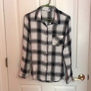 Black and white plaid button down
